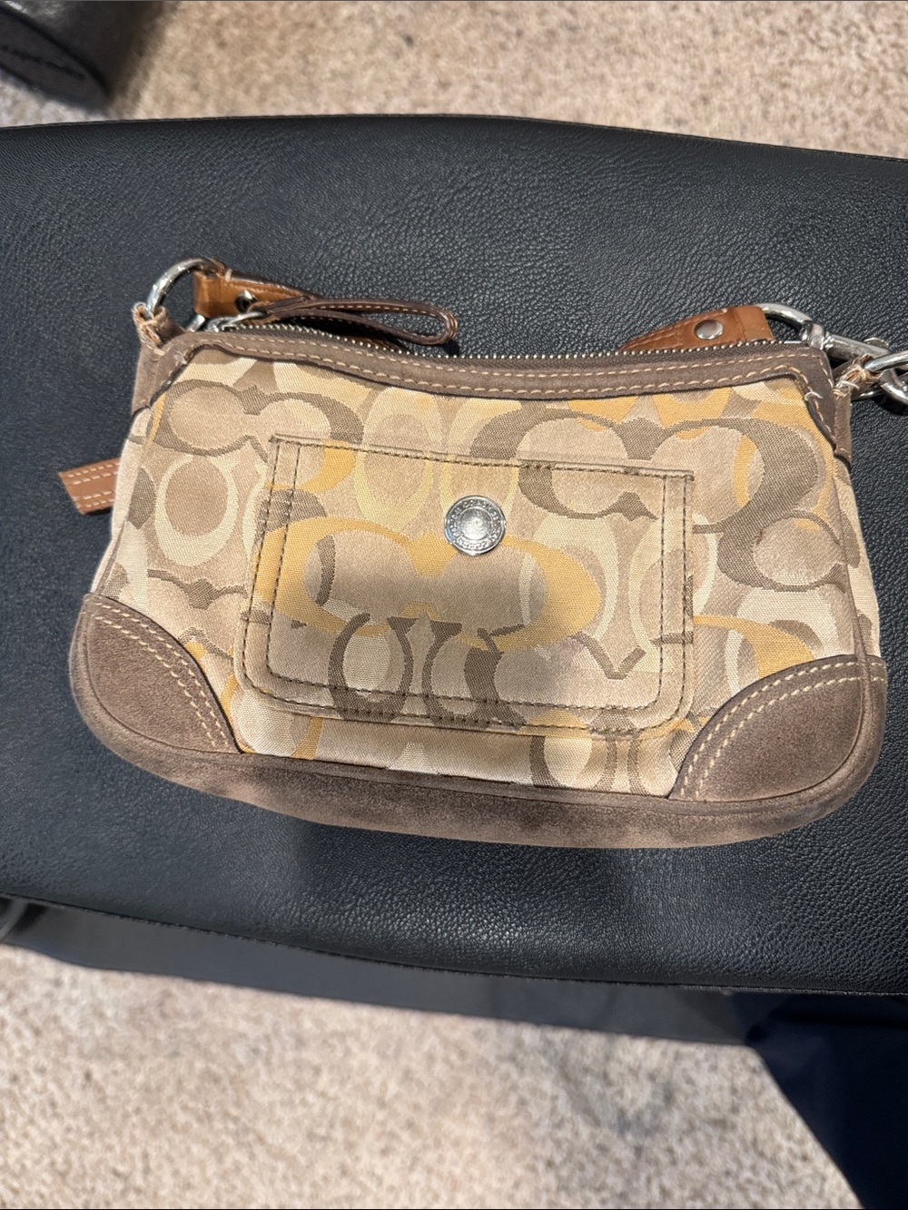 **read before buying**Coach Beige and Yellow Signature Crossbody Bag